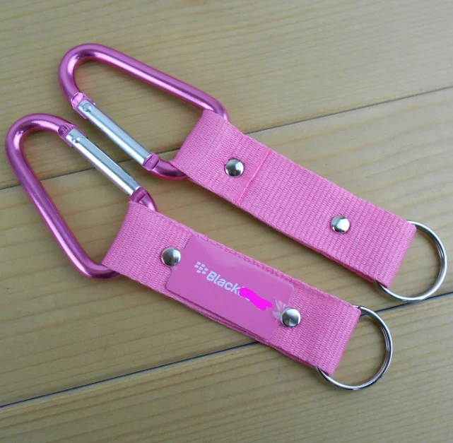 carabiner keychain with logo laser on metal plate