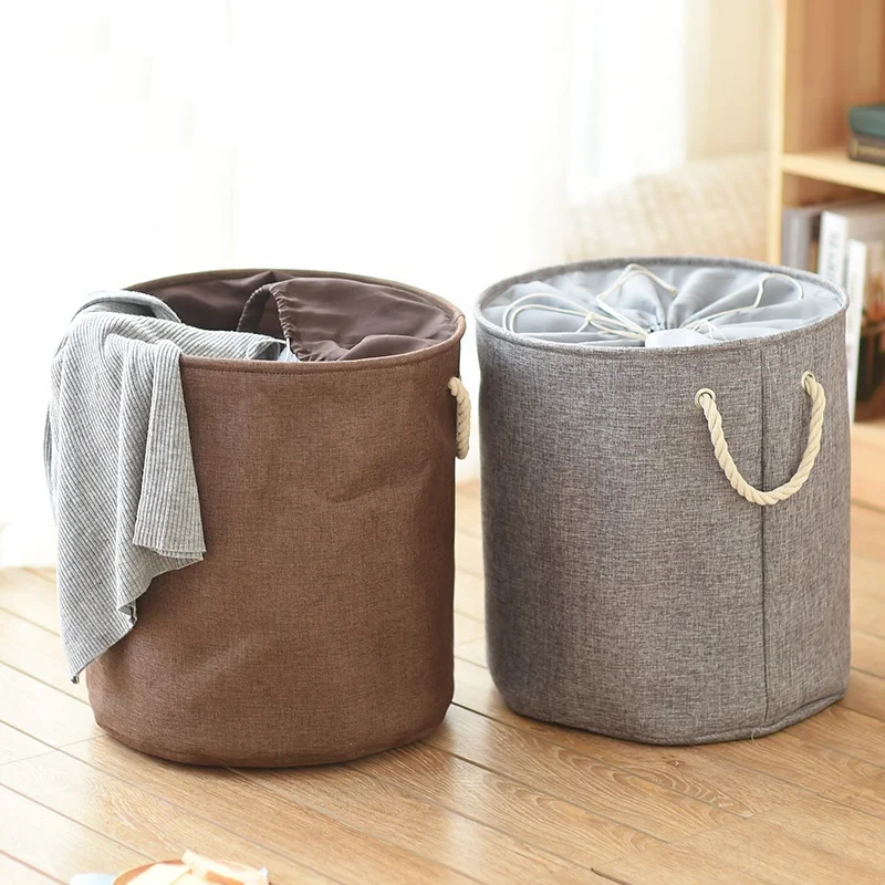 Custom Cotton&Linen Beam Port Storage Bag Large Capacity Dirty Clothes Storage Basket Laundry Baskets Washing Hamper