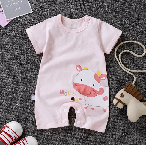 Factory price 100% cotton one-piece jumpsuit cartoon newborn baby romper
