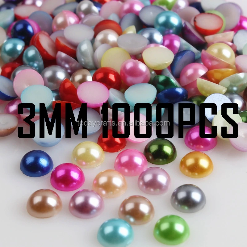 china bead manufacturers wholesale 3mm Round Flatback artificial pearl beads , faux plastic pearl beads in bulk