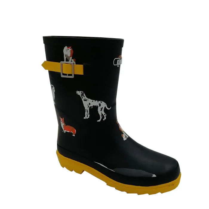 
2019 black rubber boots dog rain boots for children 