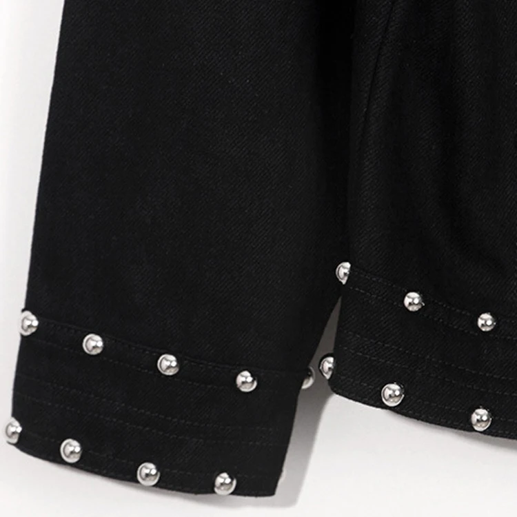 Jean Jackets Wholesale Men Punk Studded Biker Denim Jacket