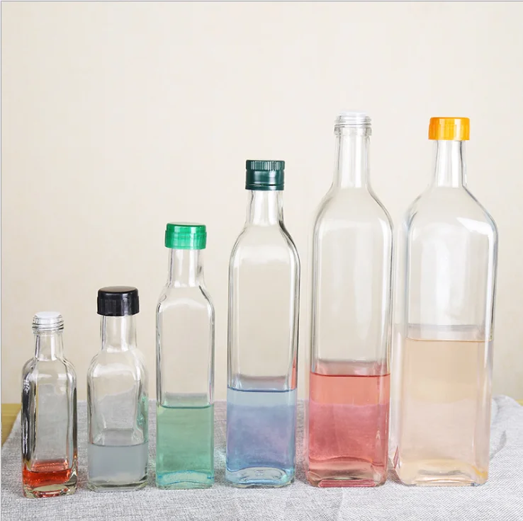 high quality 1000ml 500ml  olive oil clear glass bottle clear glass cooking oil refill glass container with spout bulk sale