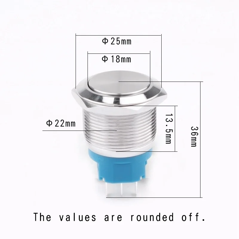 Stainless steel  self-latching waterproof  ip66 IK09 push button switch 22mm
