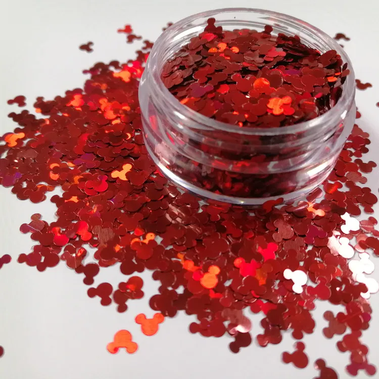 wholesale Hot selling mickey mouse shape cosmetic holographic chunky glitter powder bulk