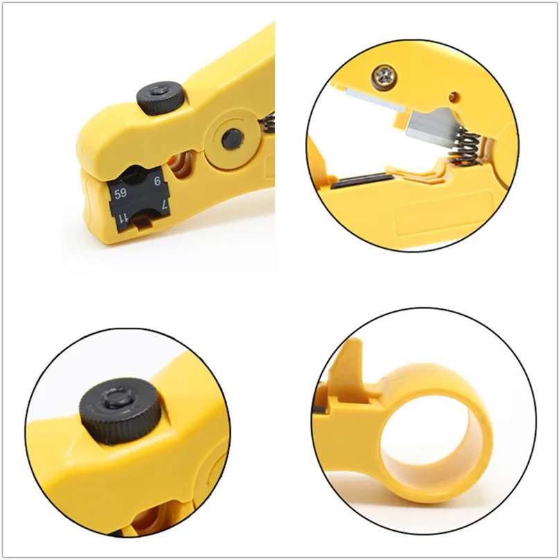 1pc Flat & Round UTP/Cat5/Cat6 Stripper(optional) Coax Universal Cable Stripper Cutter Coaxial Stripping Tool Network