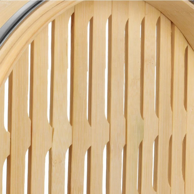 Bamboo Steamer Basket Set (10 inch) with Stainless Steel Banding 50x Steamer Liners , Chinese Steamer for Cooking Food