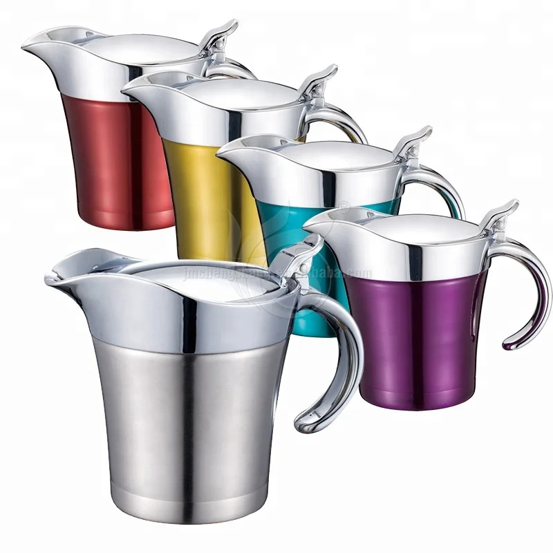Kitchen Accessory Ergonomic Handle Steak Sauce Pot Gravy Bucket Stainless Steel Sauce Jug Double Insulated Gravy Boat