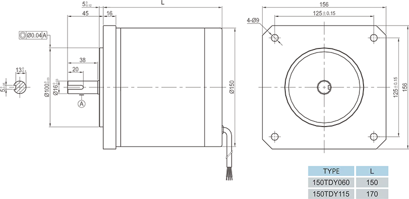 220V 150mm Permanent magnet synchronous motor