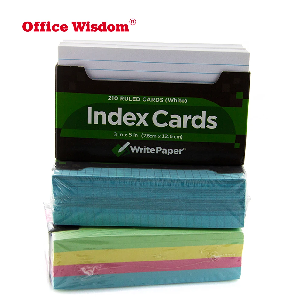 Teacher Office Stationery Lined Brite Ruled Assorted Colors Paper Index Cards, 0.7 Height, 3.1 Wide, 5.1 Length