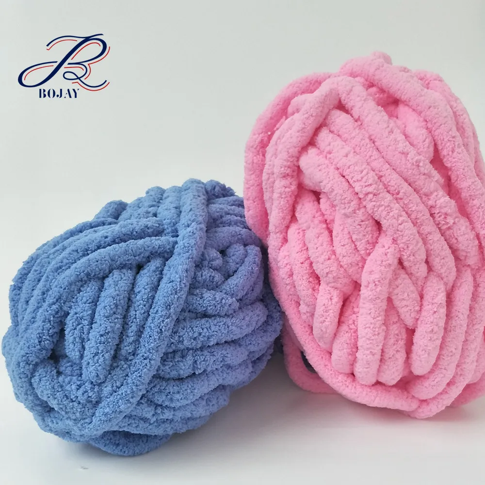 Bojay 2 cm Super Chunky Knit Blanket Yarn 100 Polyester Jumbo Chenille Yarn for Hand Knitting