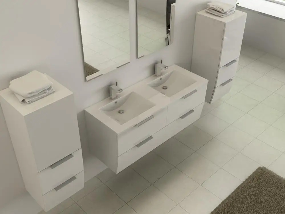 bottom curved Cheap Tiny bathroom furniture  double sinks bathroom wall mount vanity