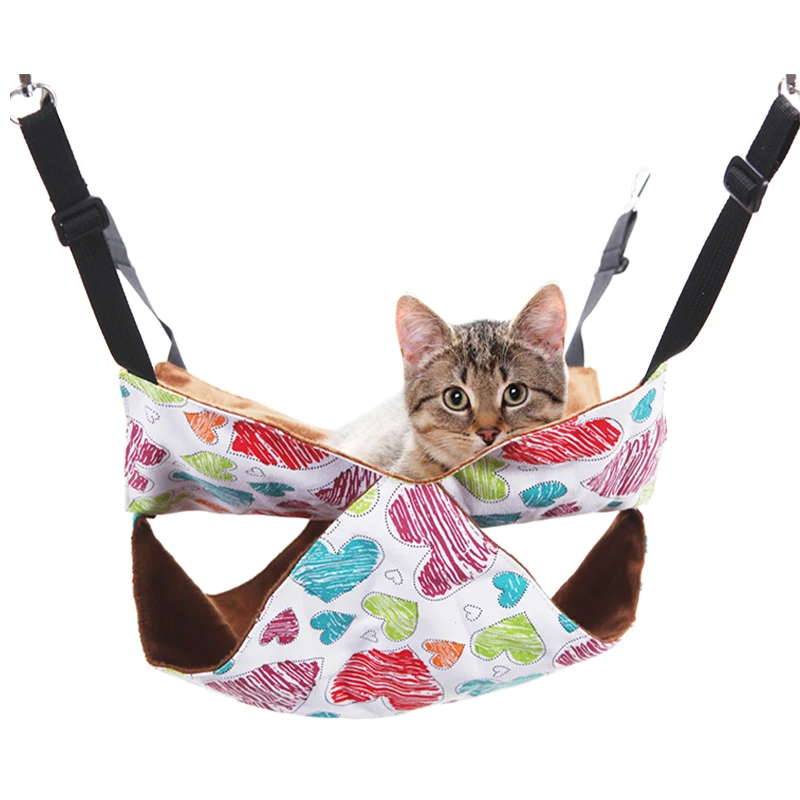 Симпатичный Мягкий Летний гамак для кошек, подвесной домик для дома на 2 этажа, из холщовой ткани, для маленьких животных