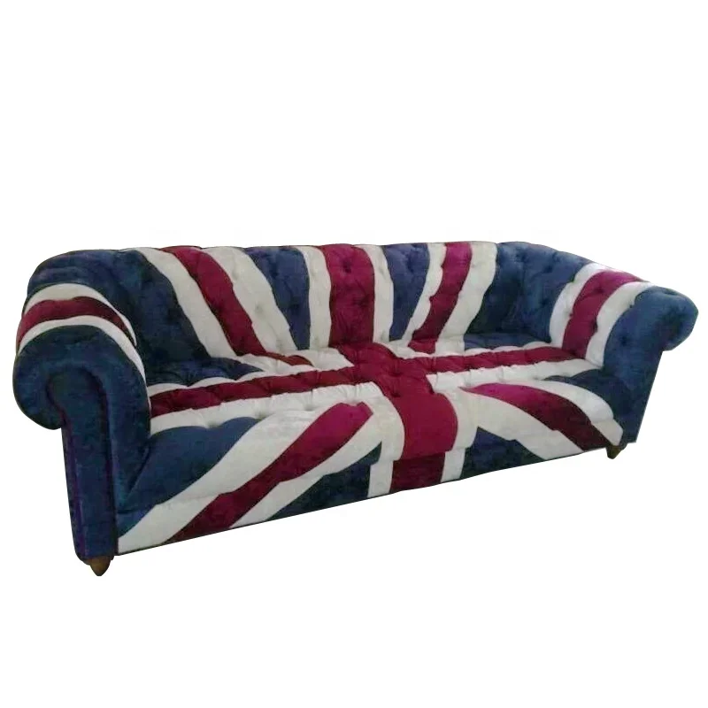 UNION JACK CHESTERFIELD TUFTED BUTTONED 2 SEATER PATCHWORK VELVET SOFA INSTOCK
