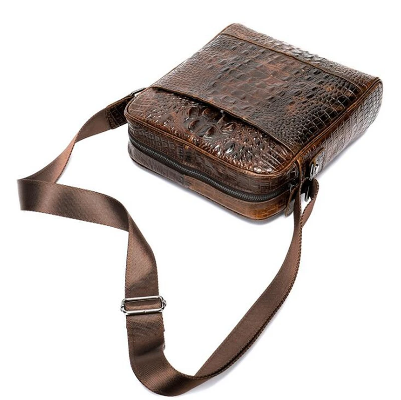 Dreamtop DTA502 crocodile grain cowhide leather crossbody bag fashion sling bag men shoulder with custom logo