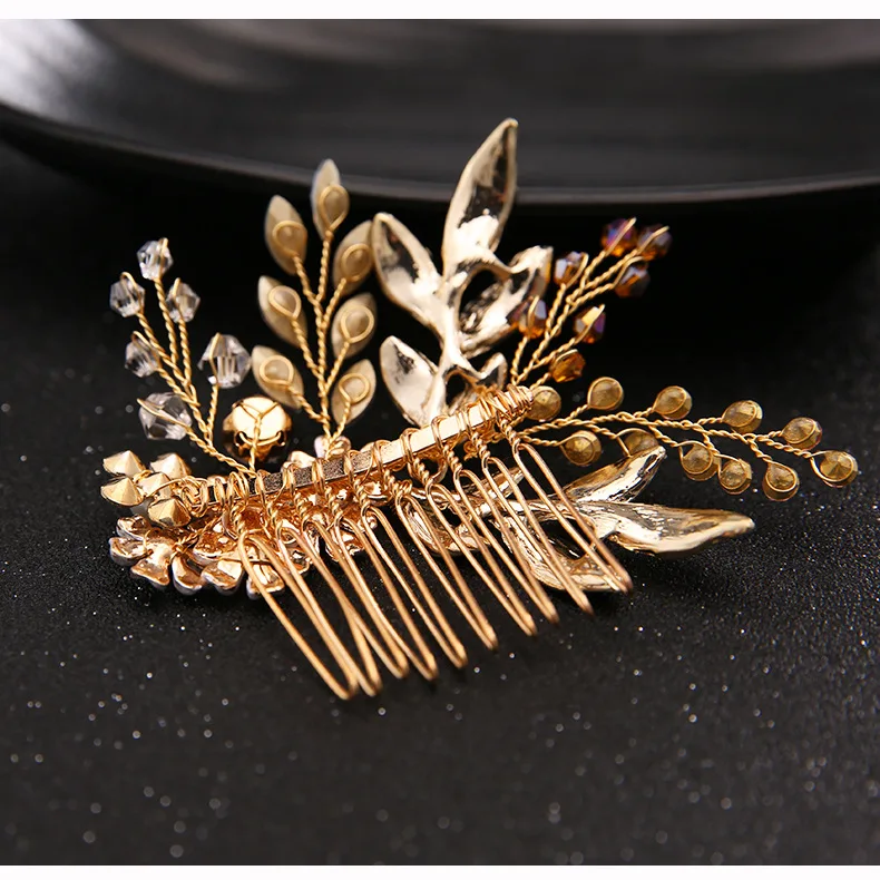 Wedding Accessories Hand-knitted Bridesmaid Hair Comb Headpiece Wedding Bridal Pearl Crystal Hair Comb