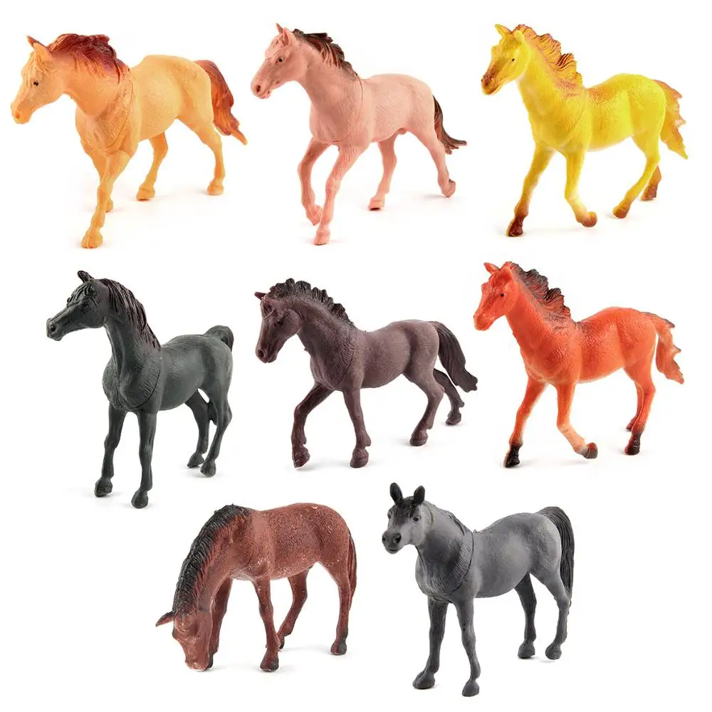 8 Pcs Plastic Horse Figures North America Andalusian Mare Toy Figure Mini Horses Action Figure