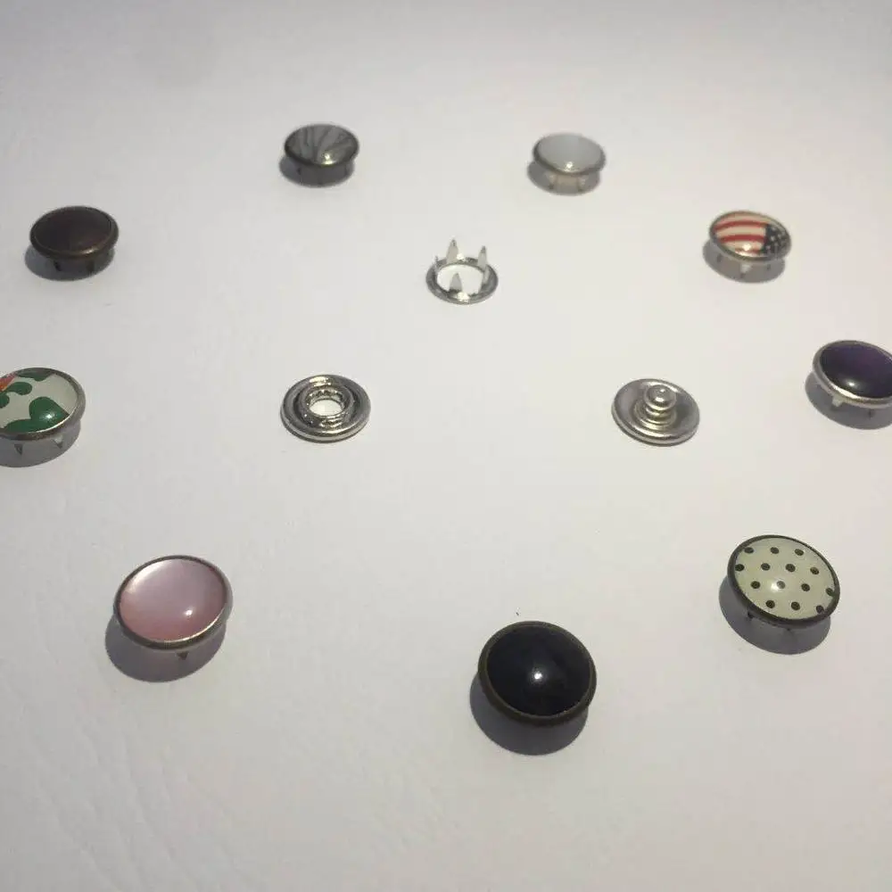 Custom Color Metal Four Parts Pearl Prong Snap Button For Garment