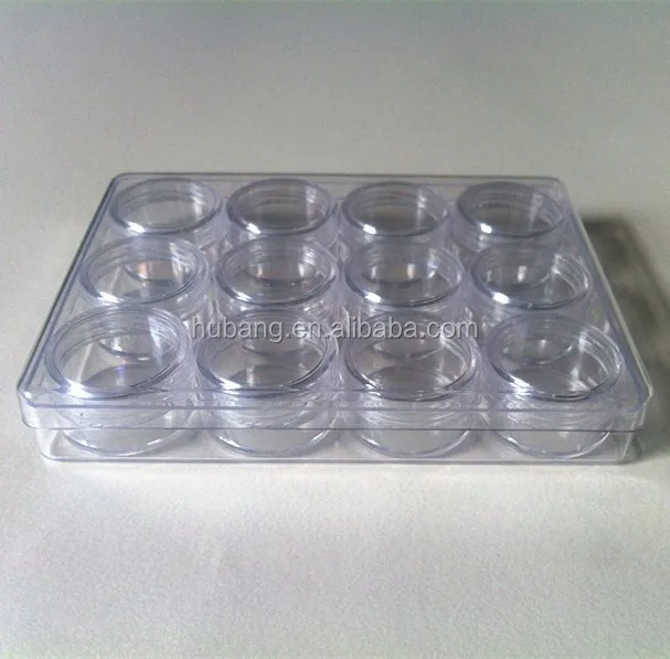 Hot sale cheap 12 to a box round 5 ml PS empty makeup skin care cream jars with colorful lid