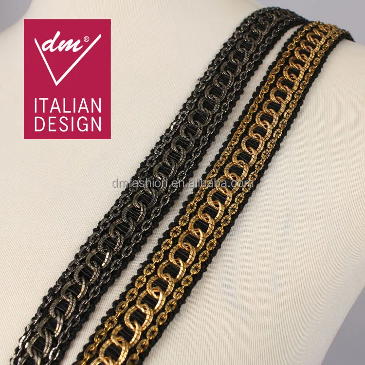 High quality embroidery metal chain metallic braid trim
