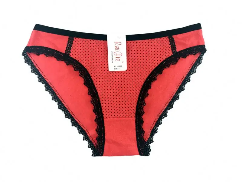 Best price female lace dot printed briefs underwear girls soft breathable panties