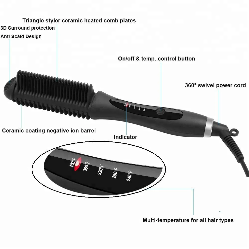 2- in-1  Hair straightener Curling iron brush With Triangle Brush Popular 25mm house-hold hair straightening brush detangling ha