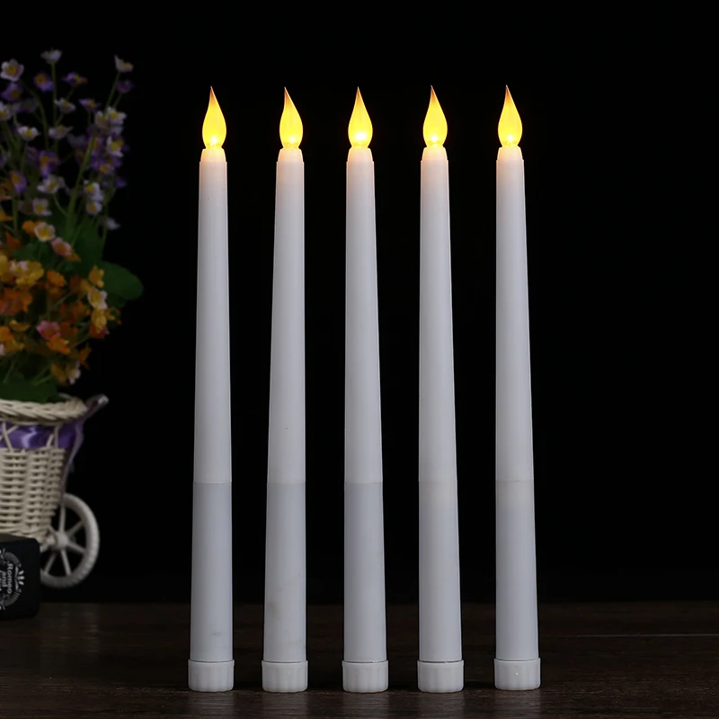 
11 Inch LED Flameless Taper Candles / 25cm Yellow Flikcer LED Long Candle for Dinner Table or Holiday Decoration 