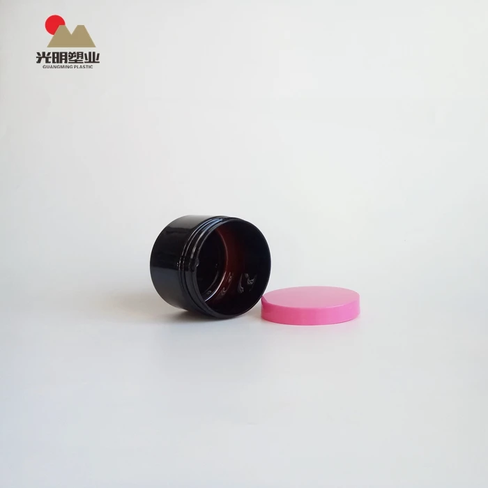 100ml black PET Plastic jars with protein powder coffee cans with pink screw lid