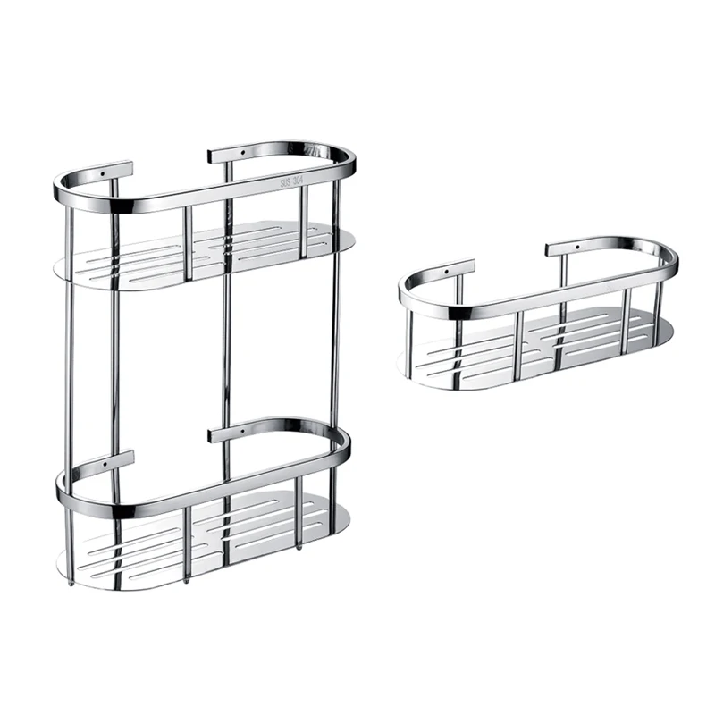Stainless steel storage rack bathroom rack double - layer commodity shelf 304 wall-mountd sanitary rack