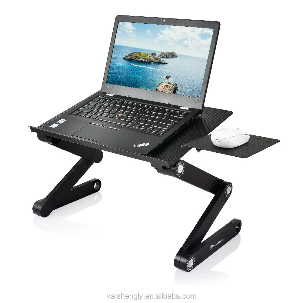Ergonomic Aluminum Adjustable  Laptop Table Stand with 2 CPU Cooling Fans
