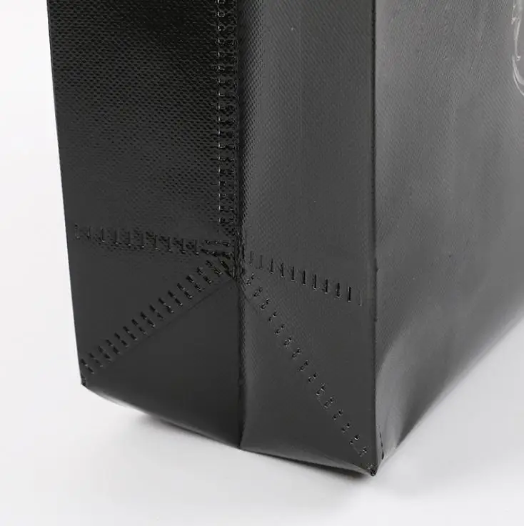 Многоразовая Персонализированная ламинированная полноцветная печать черная Нетканая сумка для продуктов