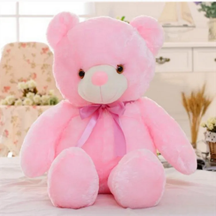custom manufacture LED flash light bear cotton kawaii soft musical baby stuffed plush toy with sound