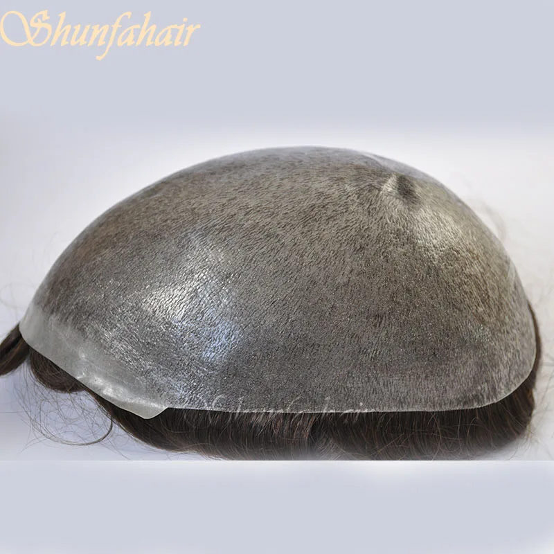 
2014 hot sale 100% real Chinese virgin hair hairpiece wigs for men ng thin skin mens hairpiece 