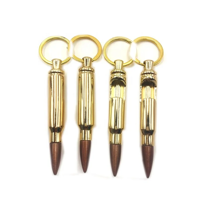 Hot sale metal bullet shape custom metal bottle opener keychain