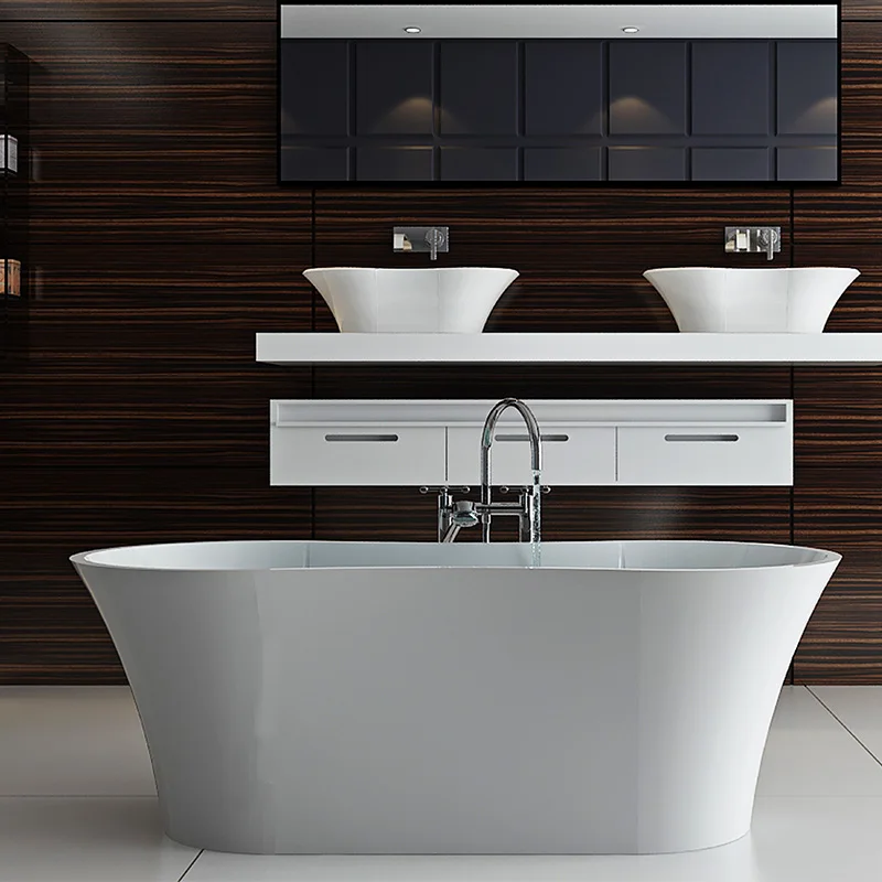 Italy Contemporary grey baths freestanding cast marble bathtubs solid surface resin acrylic stone bathroom tub