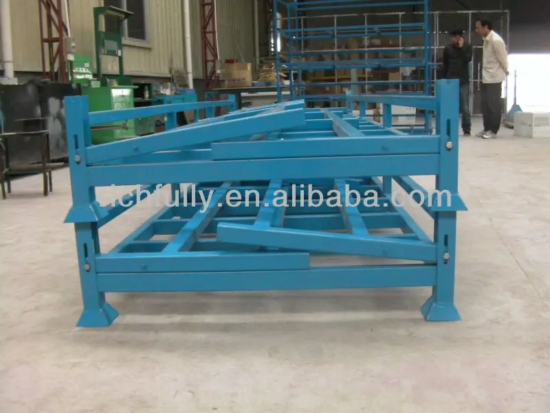 Steel Foldable Stacking Rack used for stock or transport carry long aluminium alloy tubes at workshop or warehouse