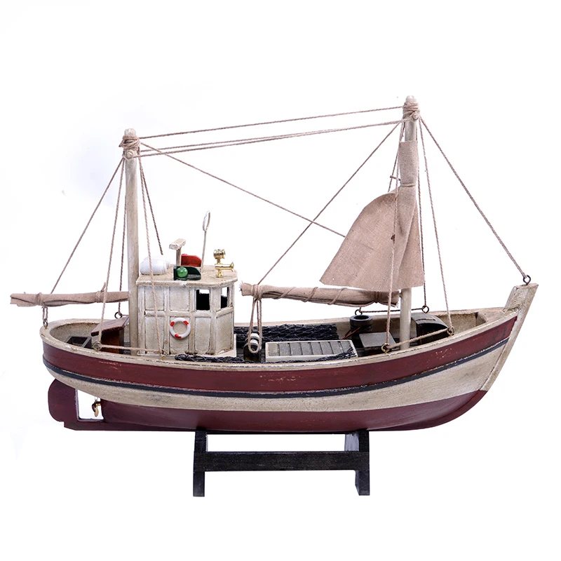 Length 32 cm wooden model fishing boat souvenir Marine gift decorative craft boat model YL014D-1