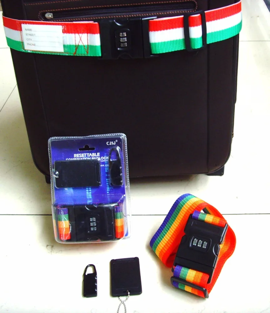 
CH-7182 3 digital combination Padlock ABS name tag luggage strap travel set 
