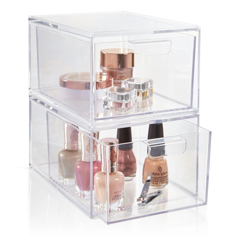 Wholesale Stackable Clear Acrylic Cosmetic Storage and Makeup Palette Organizer Drawers