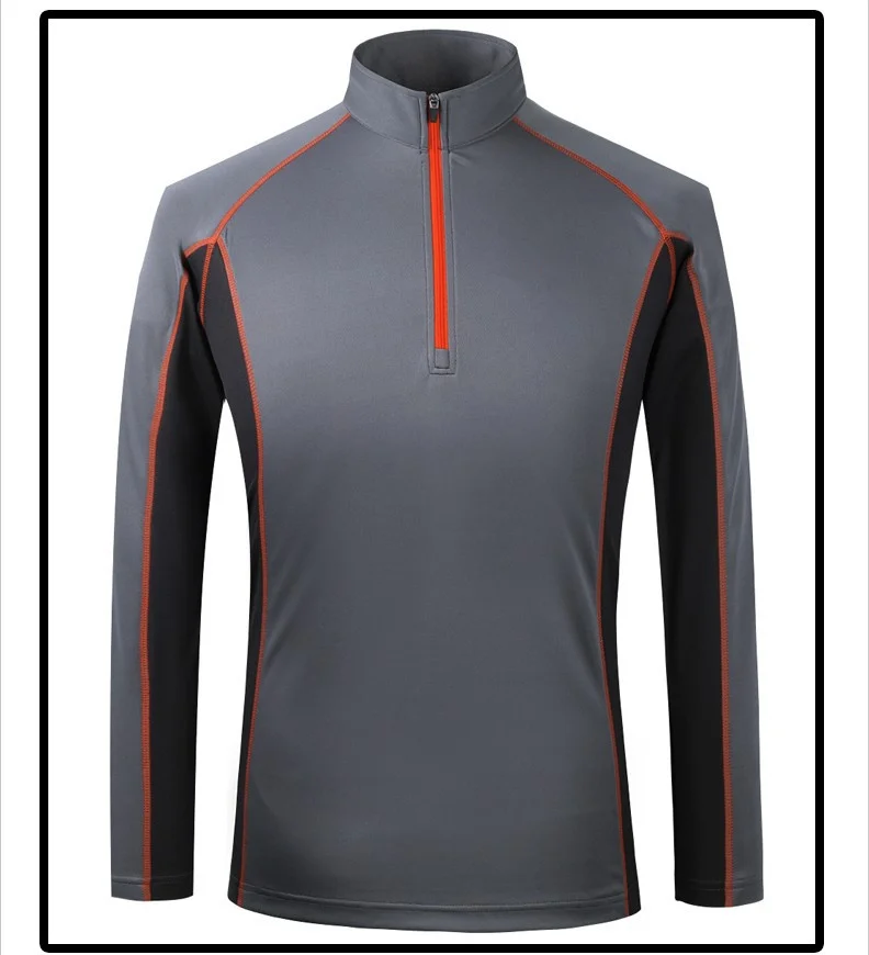 Long sleeve breathable Polyester Spandex fitness sport half zip t shirt