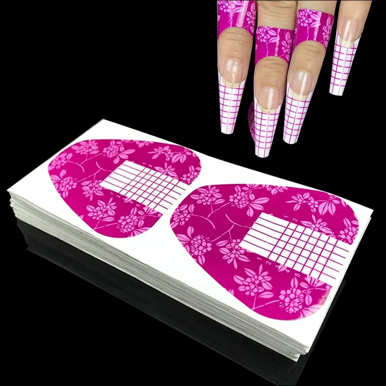 
Professional Big Size Purple Nail Art Paper Form OEM For Acrylic UV Gel Nail Extensions Flower Horseshoe 