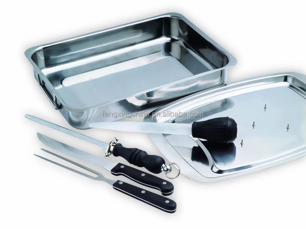 9pc Stainless Steel Mini Chicken Roaster 32cm poultry roasting pan set