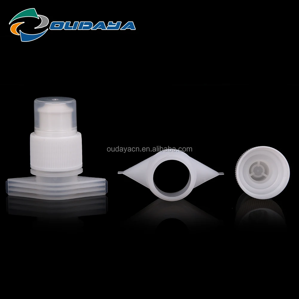 Hot sale 22mm push pull plastic spout with lid for stand up water bag