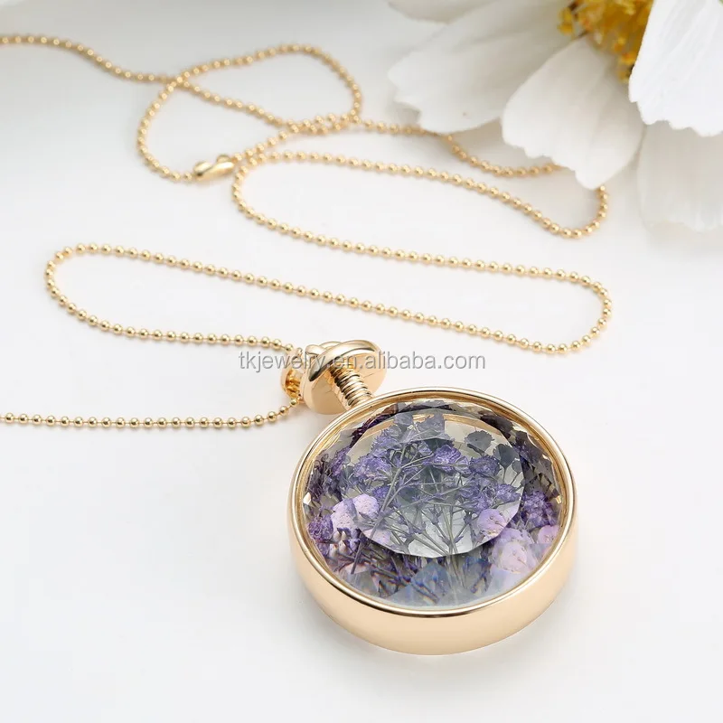 Hot Sale Glass living Necklace with Coin Locket Pendant Necklace Charm Necklace Wholesale