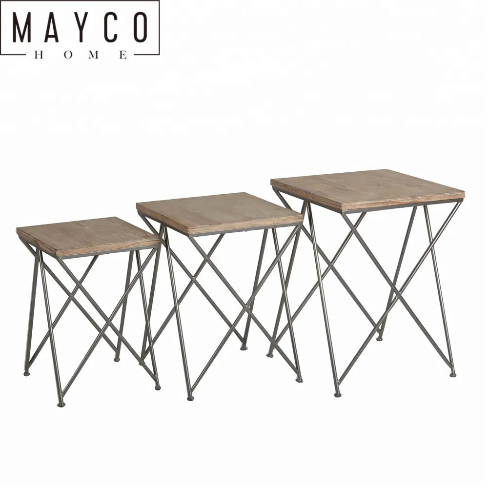  Mayco 3 шт. черная отделка дерево и металл входные столы с кофейным столиком