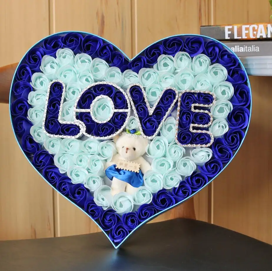 Creative Christmas Gift Soap Flower Heart Paper Box Purple Flowers Graduation Gift