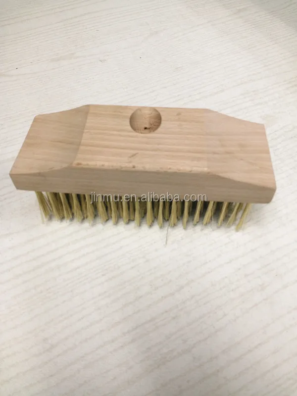Brass wire brush with hardwood block of machine tools