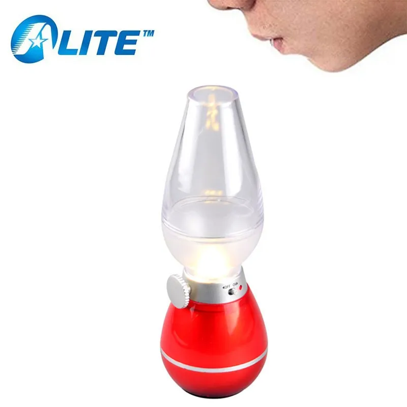 Flameless LED Blowing Control Adjustable Nostalgia Retro Style LED Night Light Lamp