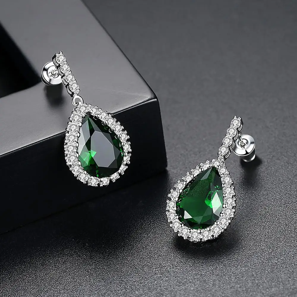 LUOTEEMI Brand Wholesale Luxury Rhodium Plated 3A Cubic Zirconia Tiny Clear CZ Women Wedding Bridal Earrings Waterdrop