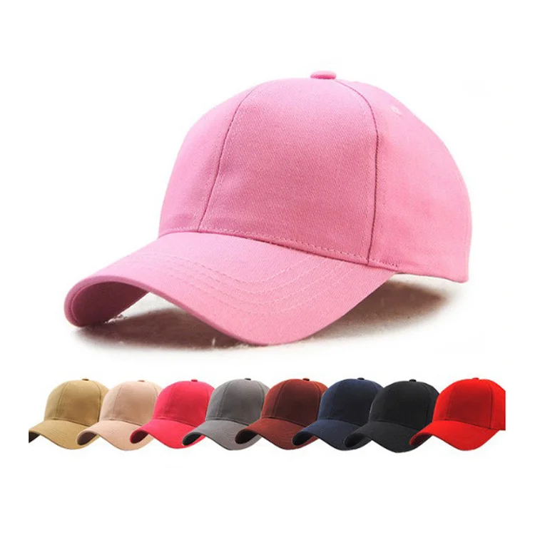 Custom 100% cotton short brim snapback cap 6 panels pink plain baseball caps for ladies